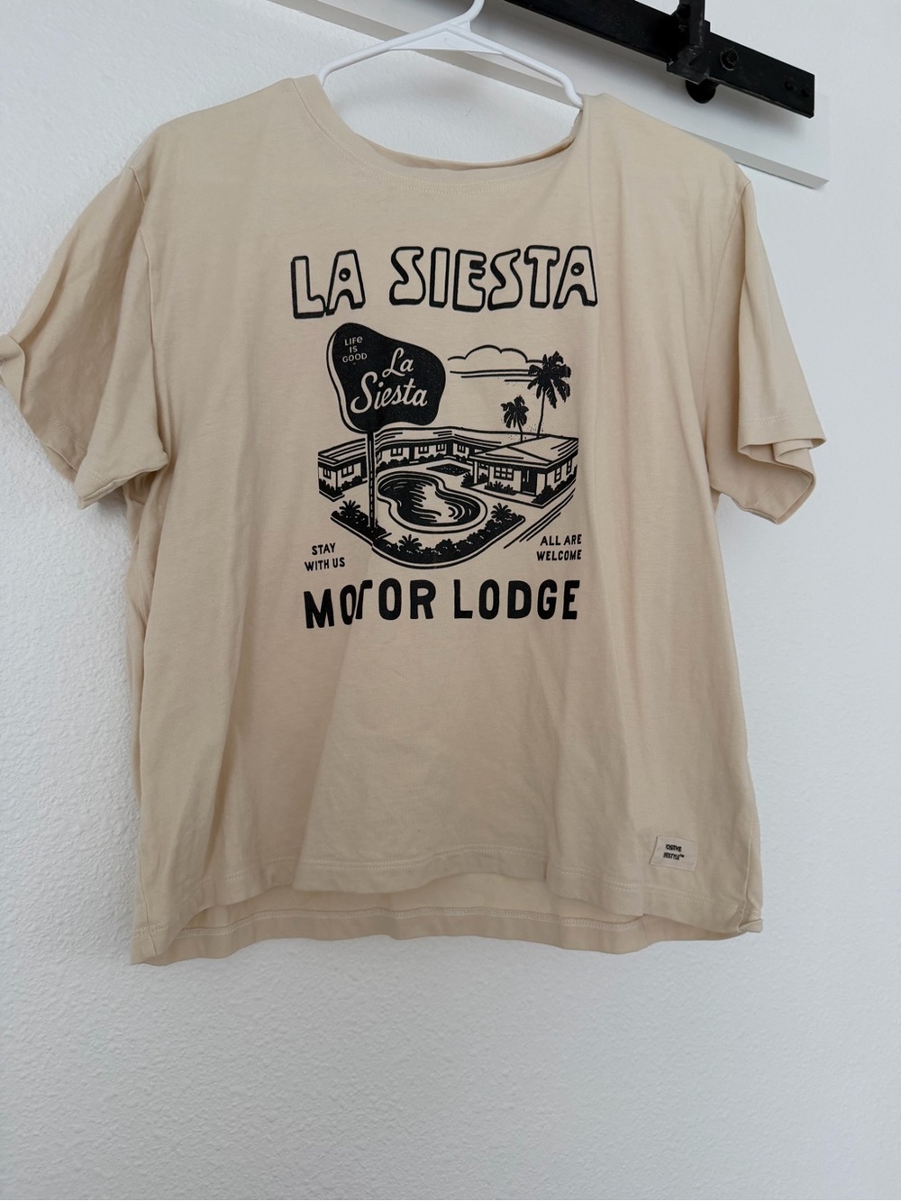 Life Is Good Beige Crusher Tee with Black Logo